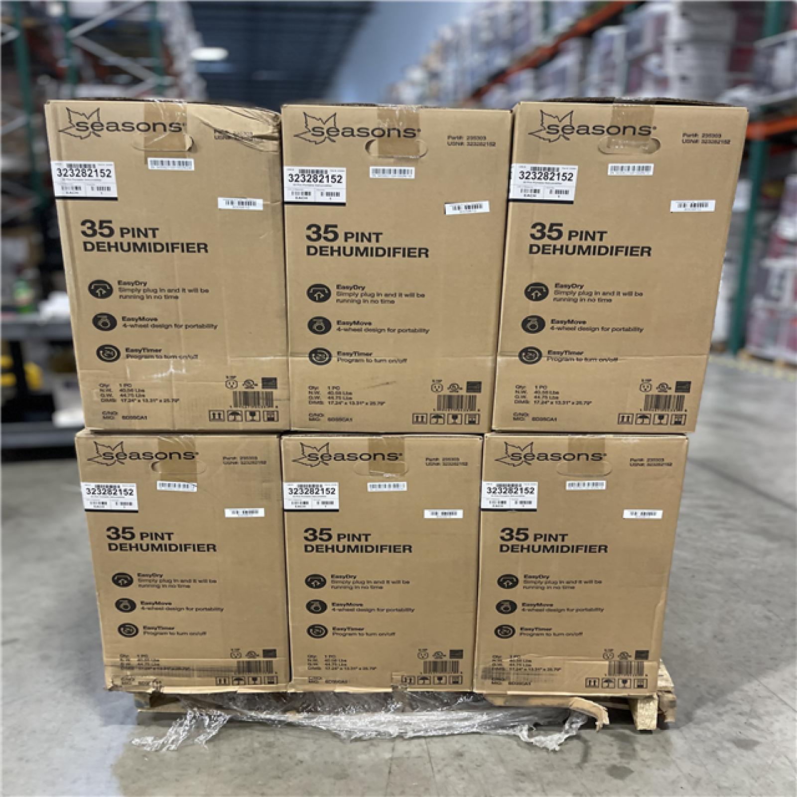 DALLAS LOCATION - SEASONS 35 PINT DEHUMIDIFIER PALLET-(18 UNITS)