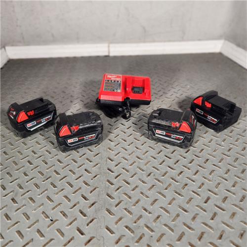 Houston Location AS IS - Milwaukee M18 XC5.0 Battery With Charger (Qty-4) Good Condition