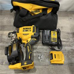 AS-IS DEWALT 20V MAX Lithium-Ion 15-Degree Electric Cordless Roofing Nailer Kit