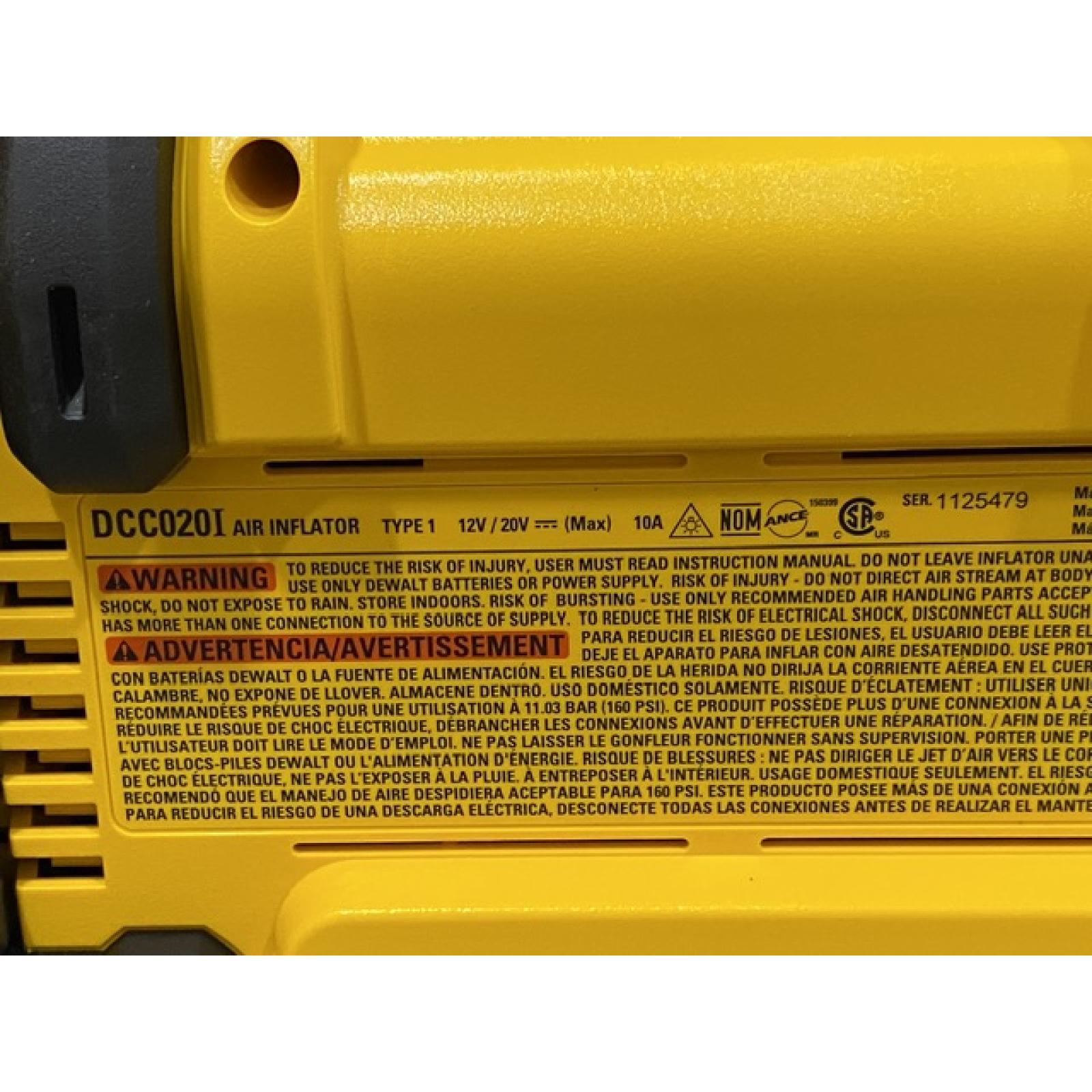 AS-IS DEWALT 20V MAX Cordless Electric Portable Inflator (Tool Only)