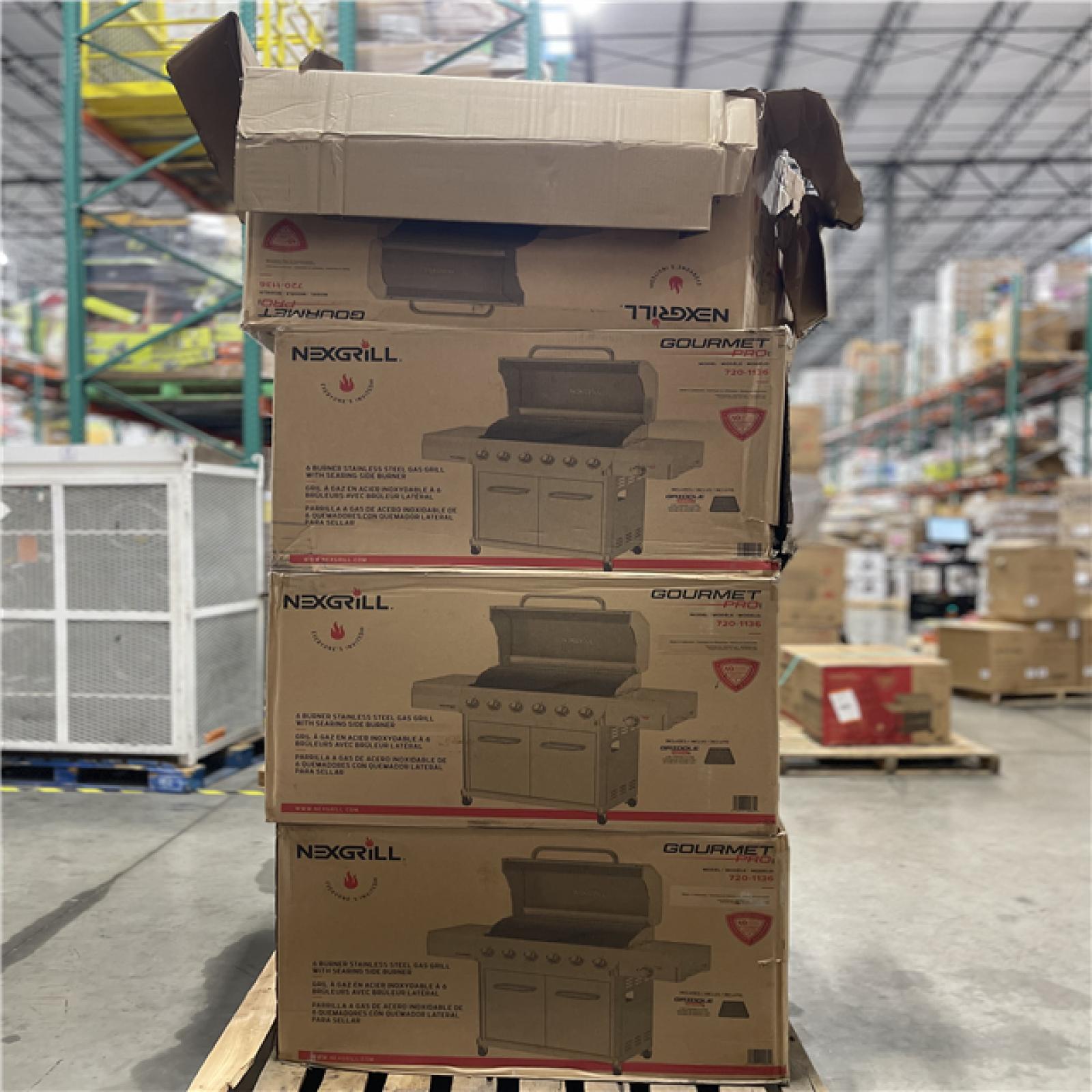 DALLAS LOCATION- Nexgrill Gourmet Pro 6-Burner Stainless Steel Propane Gas Grill PALLET (4 UNITS)