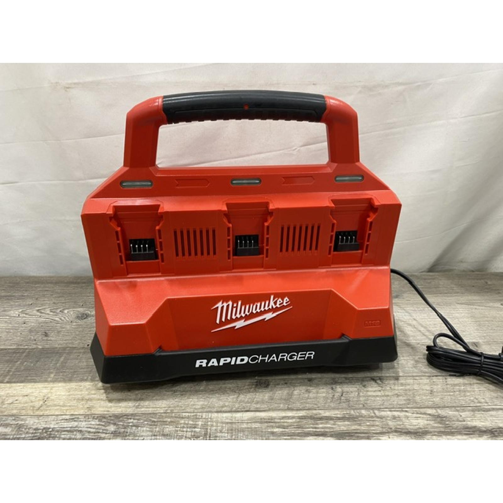 AS-IS Milwaukee 18V Lithium-Ion REDLITHIUM FORGE Starter Kit with (2) 12.0 Ah Battery Pack and PACKOUT 6-Port Rapid Charger
