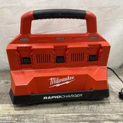 AS-IS Milwaukee 18V Lithium-Ion REDLITHIUM FORGE Starter Kit with (2) 12.0 Ah Battery Pack and PACKOUT 6-Port Rapid Charger