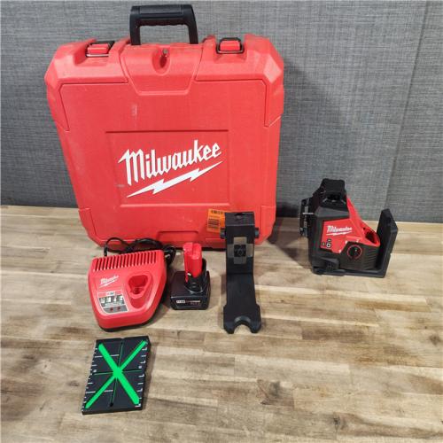 HOUSTON LOCATION - AS-IS Milwaukee-3632-21 M12 Green Beam Laser 360Â° 3-Plane Kit