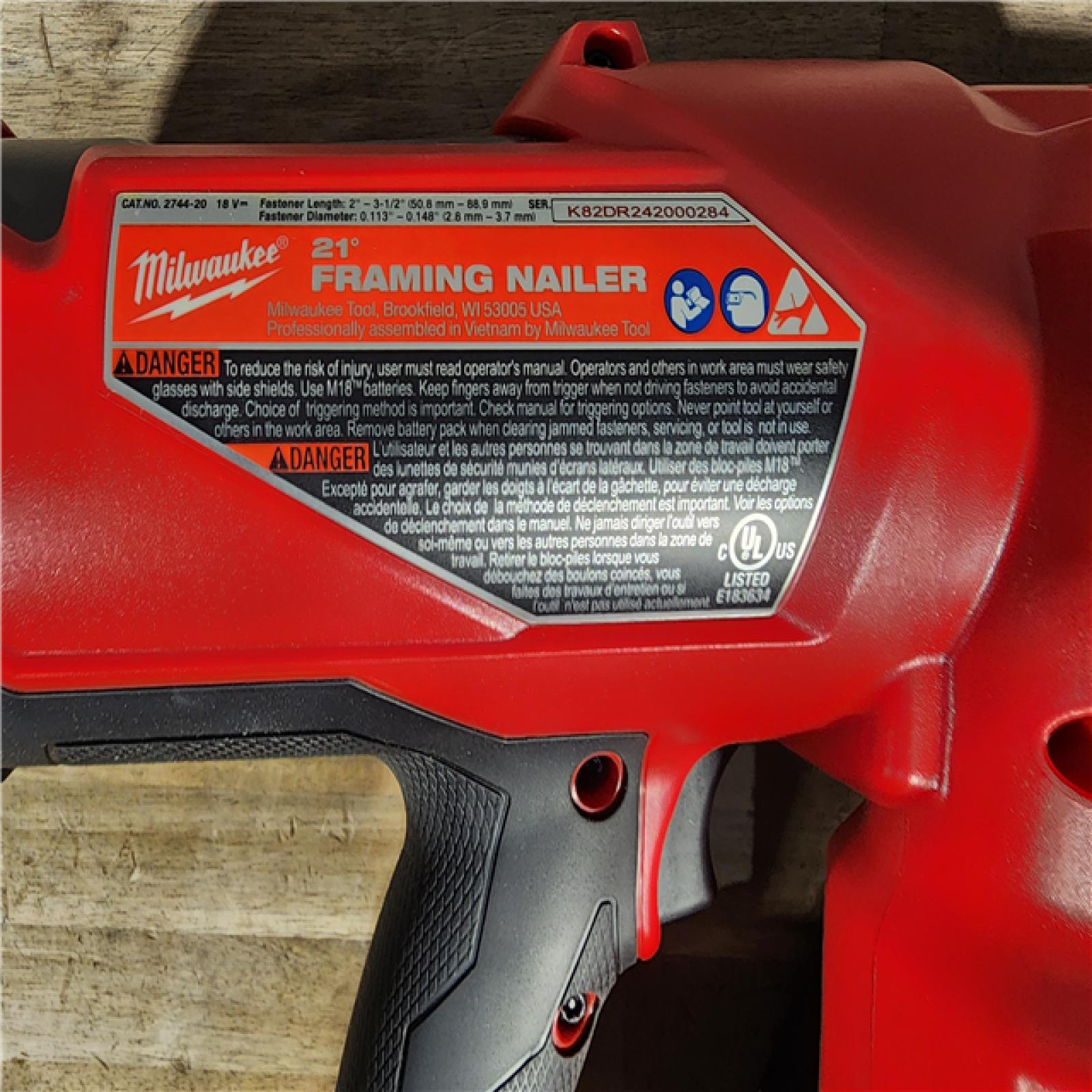 HOUSTON LOCATION - AS-IS Milwaukee 2744-20 M18 FUEL 3-1/2 in. 18V 21-Degree Lithium-Ion Brushless Cordless Framing Nailer (Tool-Only)