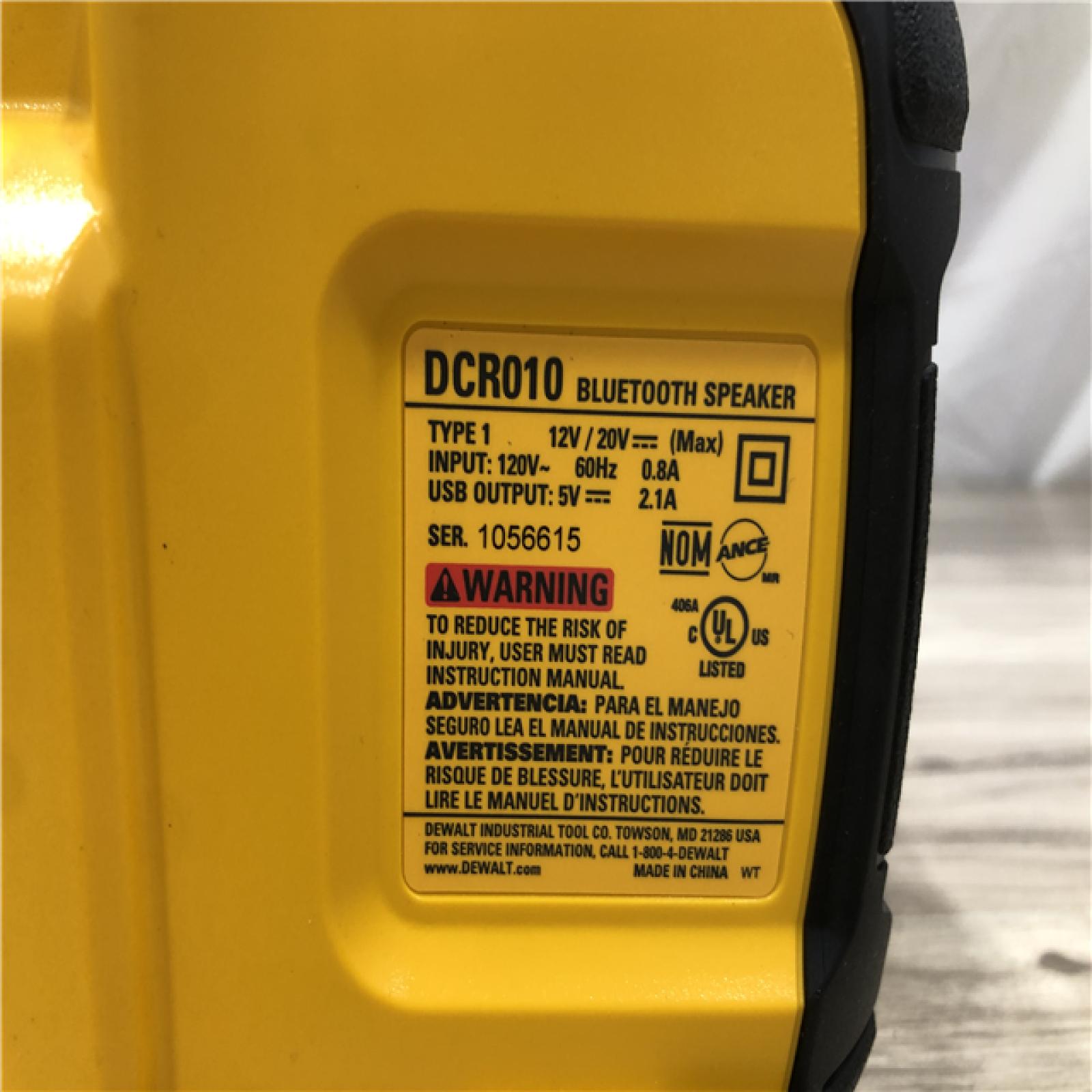 AS-IS DeWalt Bluetooth Speaker (Tool-Only)