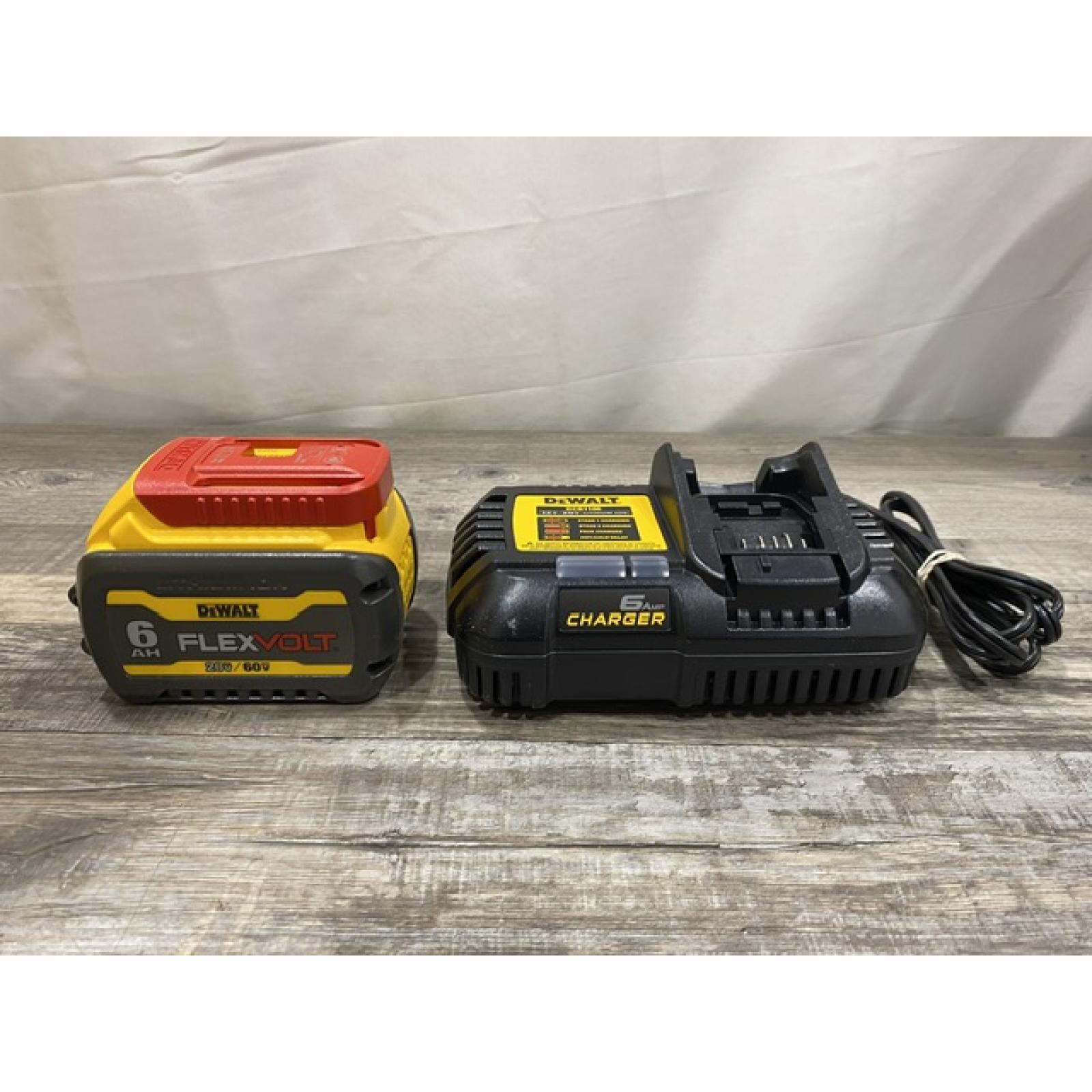 AS-IS DEWALT FLEXVOLT 20V/60V MAX Lithium-Ion 6.0Ah Battery Pack with 6 Amp Output Charger