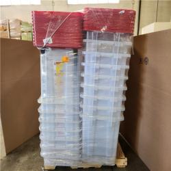 Phoenix AS-IS HDX 77 Gal. Tough Storage Tote with Wheels in Clear with Red Lid Pallet (16-Totes)