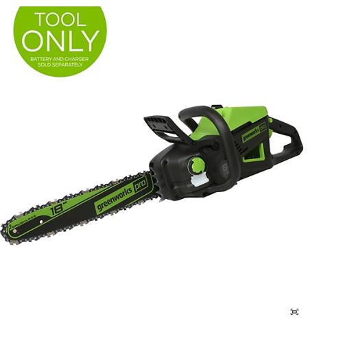 DALLAS LOCATION - Greenworks 18 in. 60V Cordless Chainsaw, Battery and Charger Not Included PALLET -(15 UNITS)