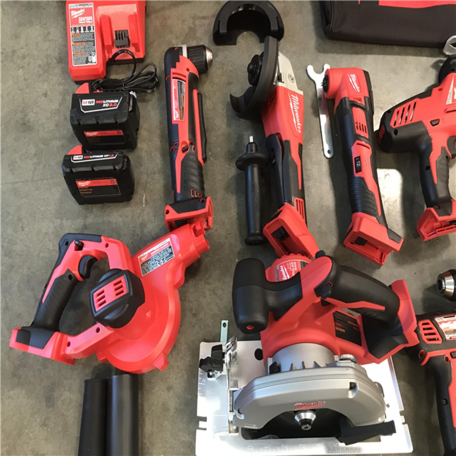 California NEW Milwaukee M18 18V Lithium-Ion Cordless Combo Kit 10 Tools W/ 2 Batteries, Charger And Tool Bag