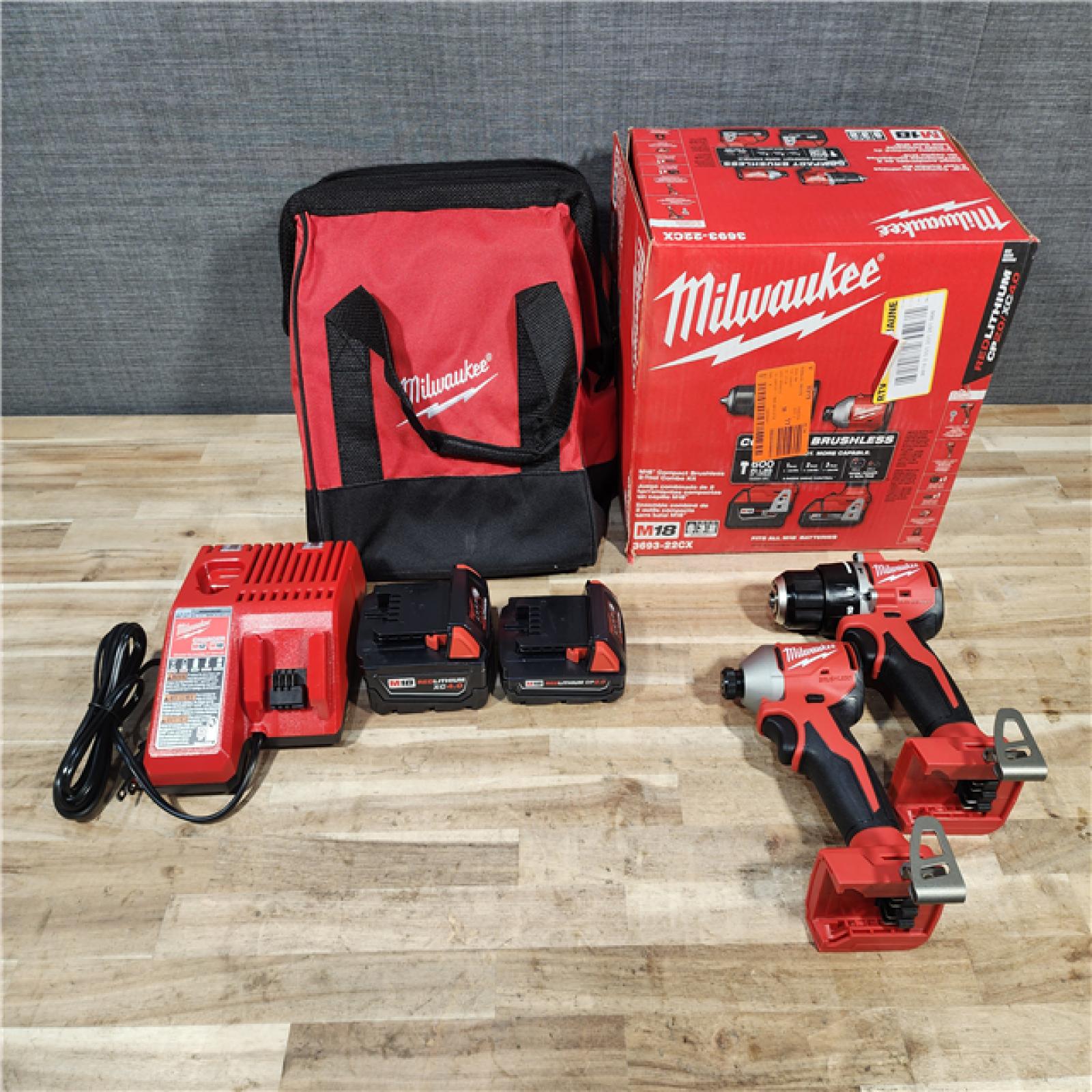 HOUSTON LOCATION - AS-IS Milwaukee 18-Volt Lithium-Ion Brushless Cordless Compact Hammer Drill/Impact Combo Kit