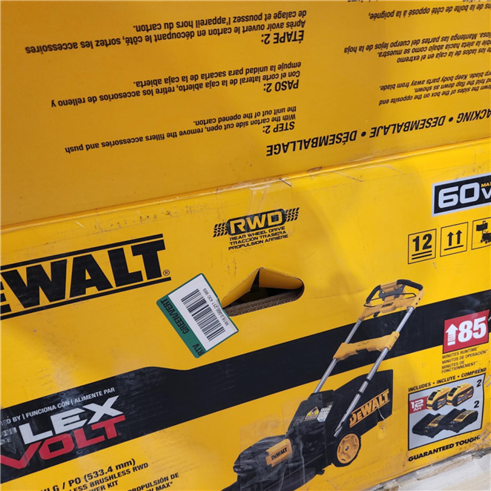 As-Is-  FLEXVOLT 2x60V MAX 21 in. Cordless Battery Powered Self Propelled Lawn Mower Kit with  12.0 Ah Batteries and Chargers