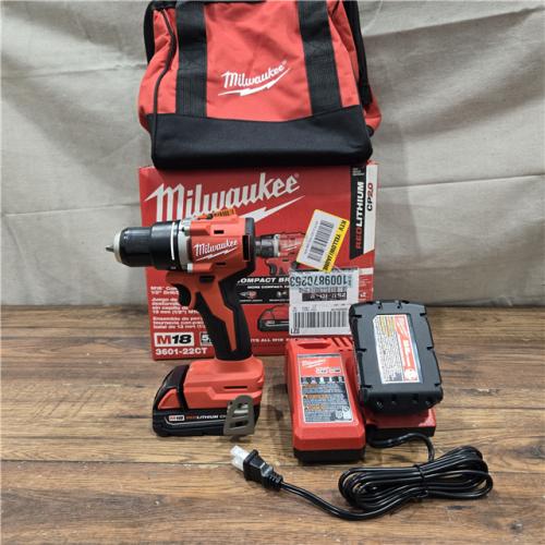 AS-IS Milwaukee M18 Compact Cordless Brushless 1 Tool Drill and Driver Kit