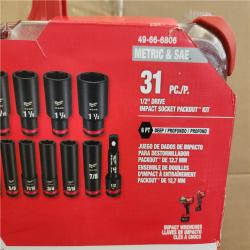 Phoenix NEW Milwaukee SHOCKWAVE Impact-Duty 1/2 in. Drive Metric and SAE Deep Well Impact PACKOUT Socket Set (31-Piece)