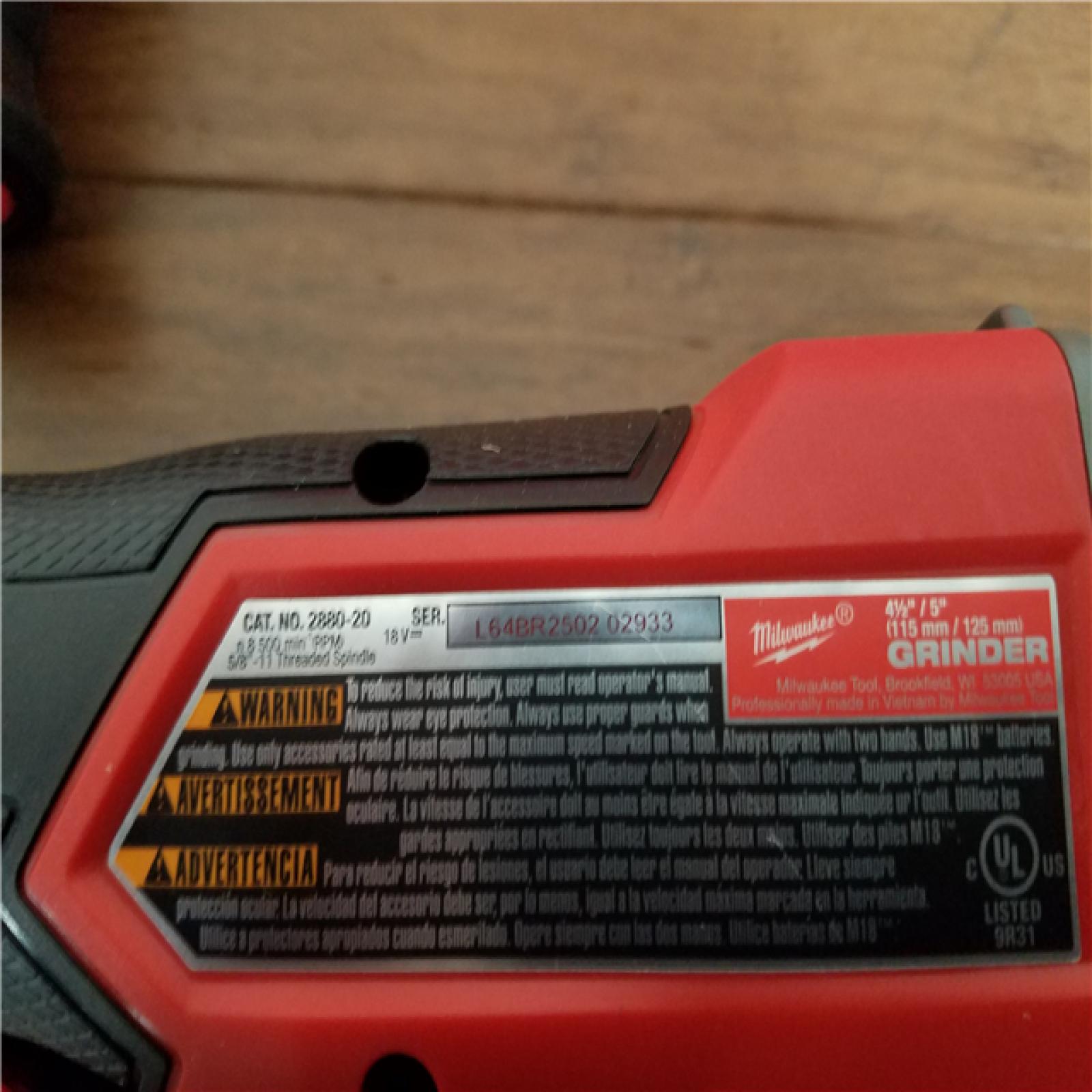California NEW Milwaukee 4-1/2/5 Braking Grinder Paddle Switch  No-Lock (Tool Only)