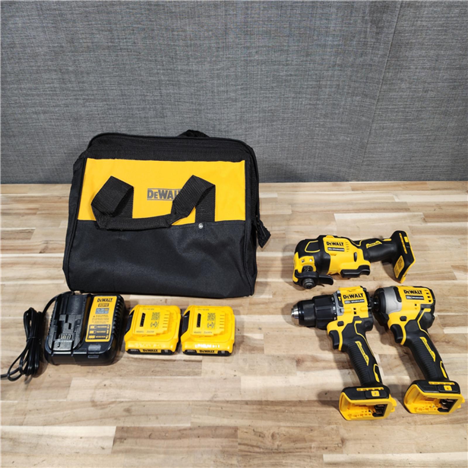 HOUSTON LOCATION - AS-IS DEWALT ATOMIC 20-Volt Lithium-Ion Cordless Brushless (3-Tool) Combo Kit