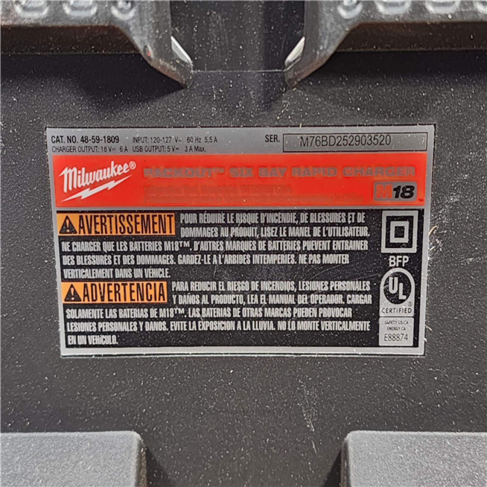 HOUSTON LOCATION - AS-IS Milwaukee M18 Packout Six Bay Rapid Charger (CHARGER ONLY)