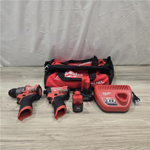 AS-IS Milwaukee 3497-22 12V Brushless Hammer Drill and Impact Driver Combo Kit