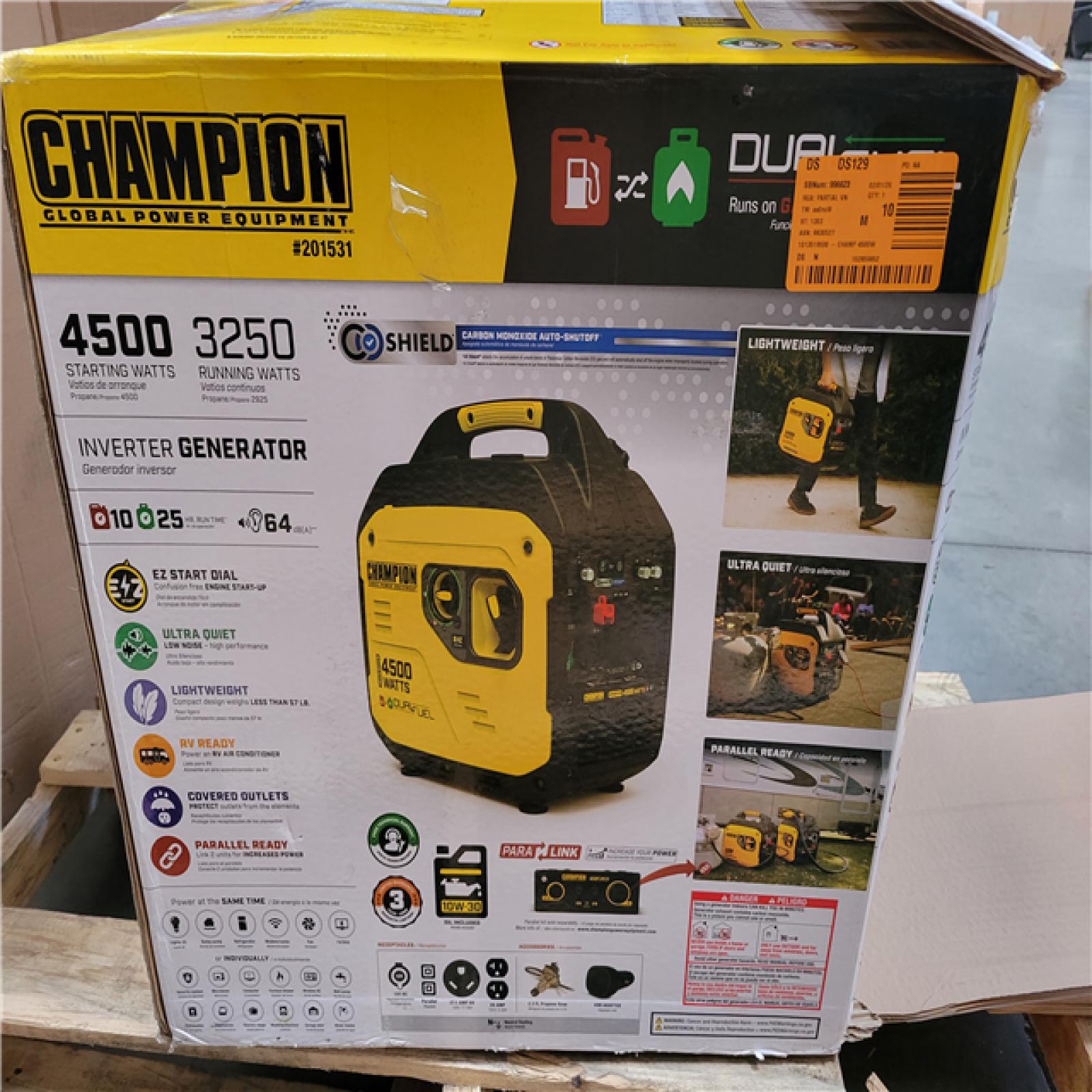 CALIFORNIA AS-IS CHAMPION 4500 PORTABLE GENERATOR