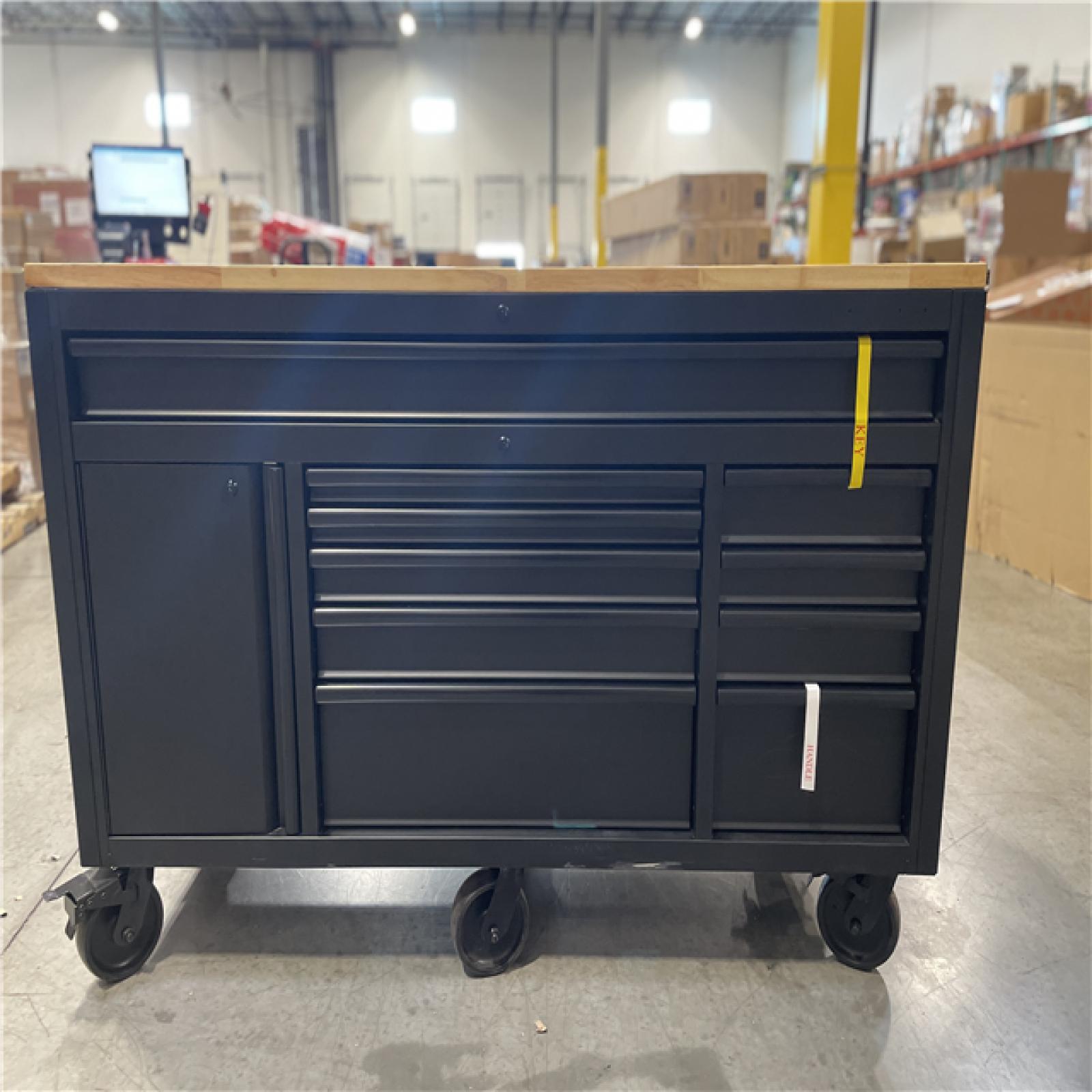DALLAS LOCATION- AS-IS HUSKY 61 in. W x 26 in. D Heavy Duty 10-Drawer 1-Door Mobile Workbench