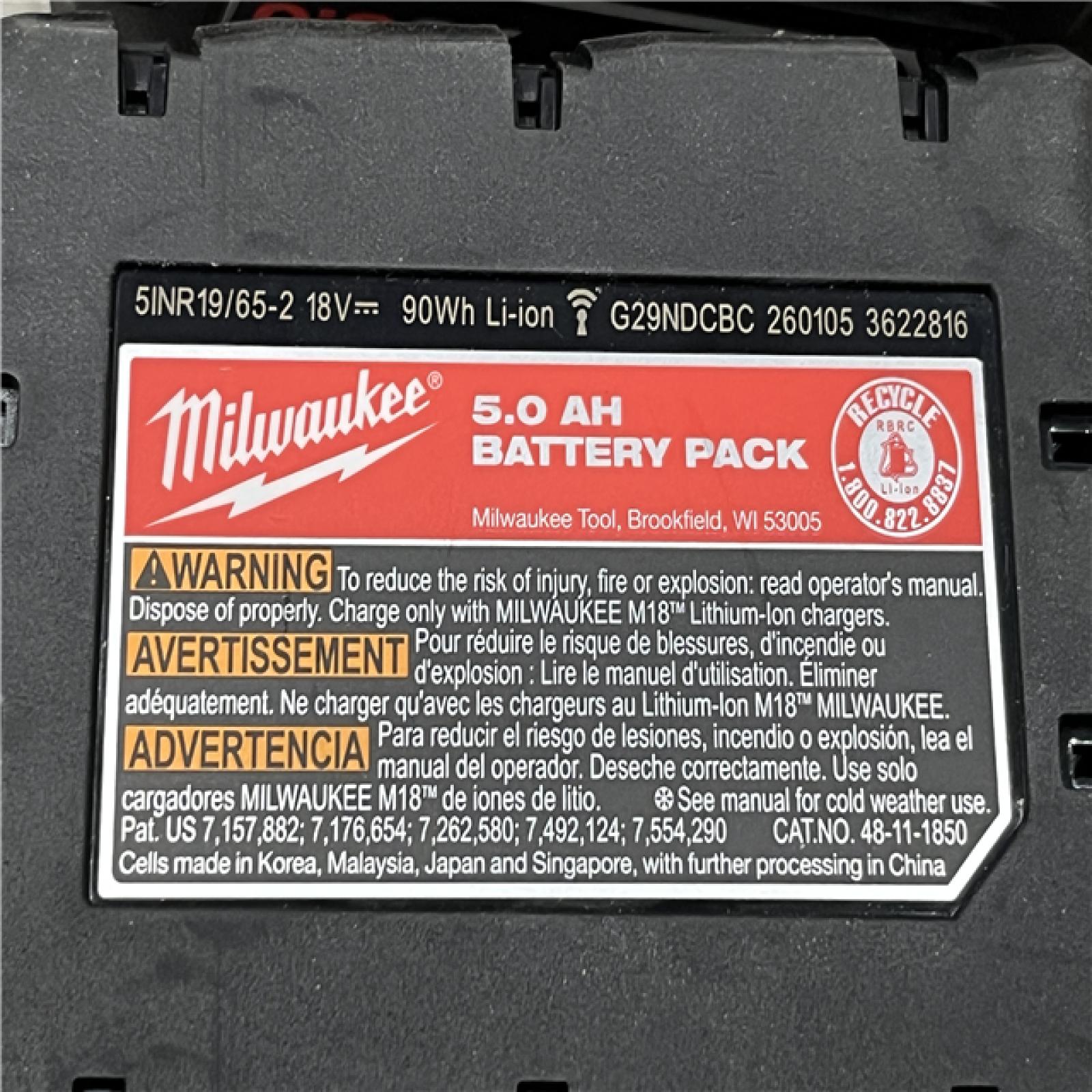 AS-IS Milwaukee 18-Volt Lithium-Ion XC Extended Capacity 5.0 Ah Battery Pack (2-Pack)