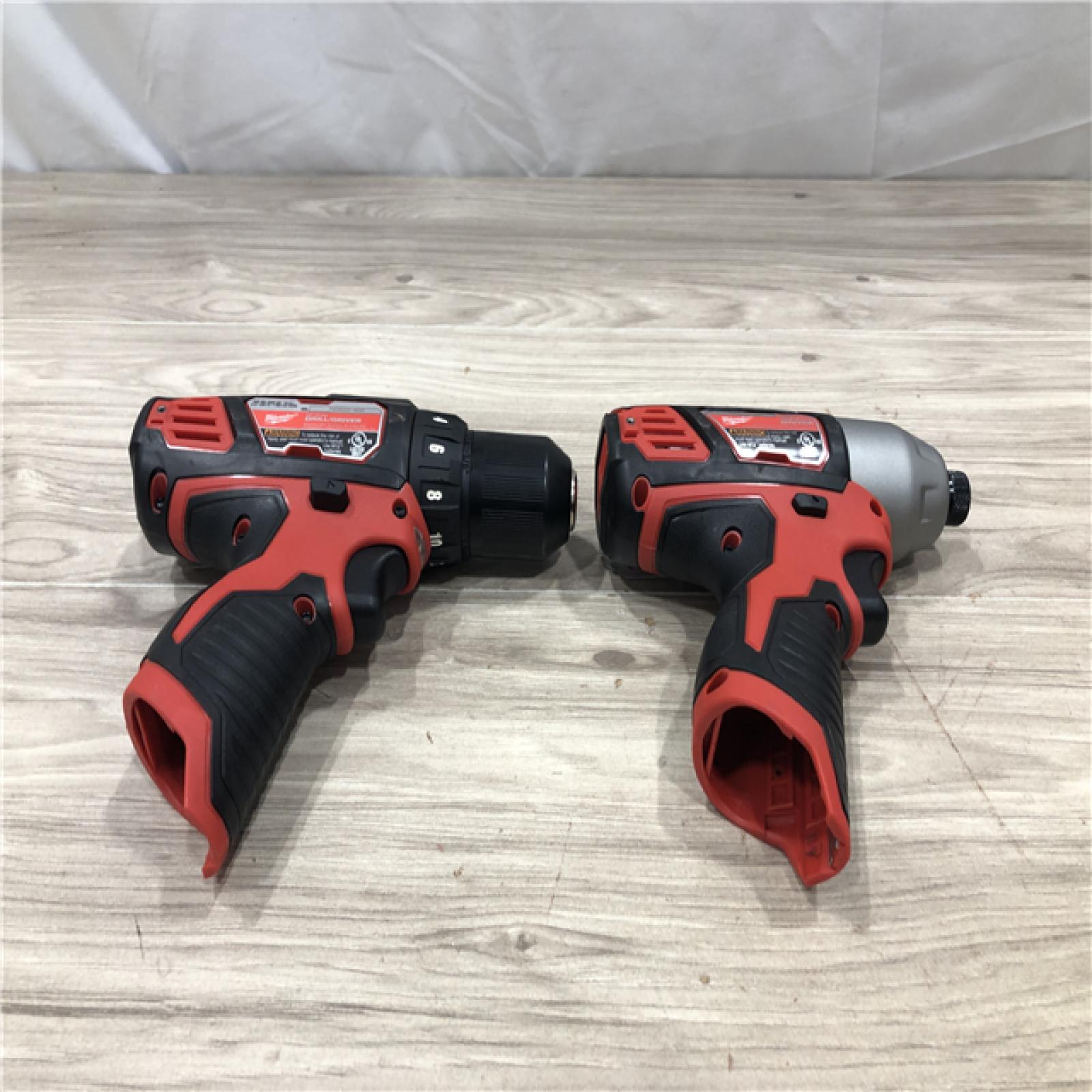 AS-IS Milwaukee 2494-22 M12 Cordless Combination 3/8 Drill / Driver and 1/4 Hex Impact Driver Dual Power Tool Kit