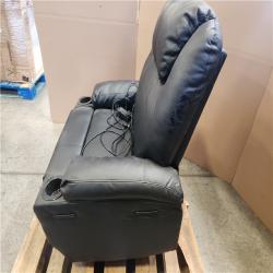 Phoenix Bestier 35 in. W Black Power Lift Recliner Chair with 8-Point Massage and Heating Living Room Chair with Pillow and Side Pockets