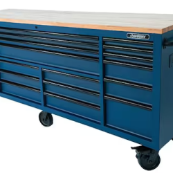 DALLAS LOCATION- AS-IS HUSKY Heavy Duty 84 in. W x 24 in. D Matte Blue/Woodtop Mobile Workbench