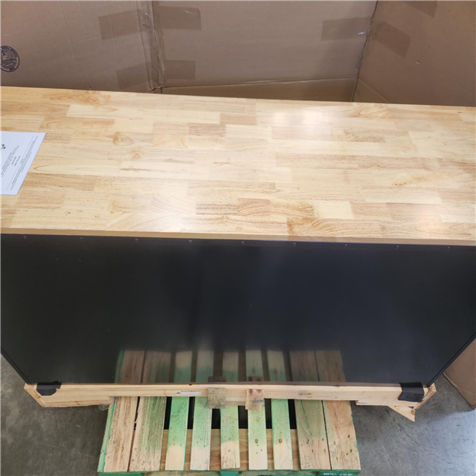 Phoenix NEW Husky Standard Duty 72 in. W x 20 in. D 10-Drawer Gloss Black Mobile Workbench Cabinet with Solid Wood Top