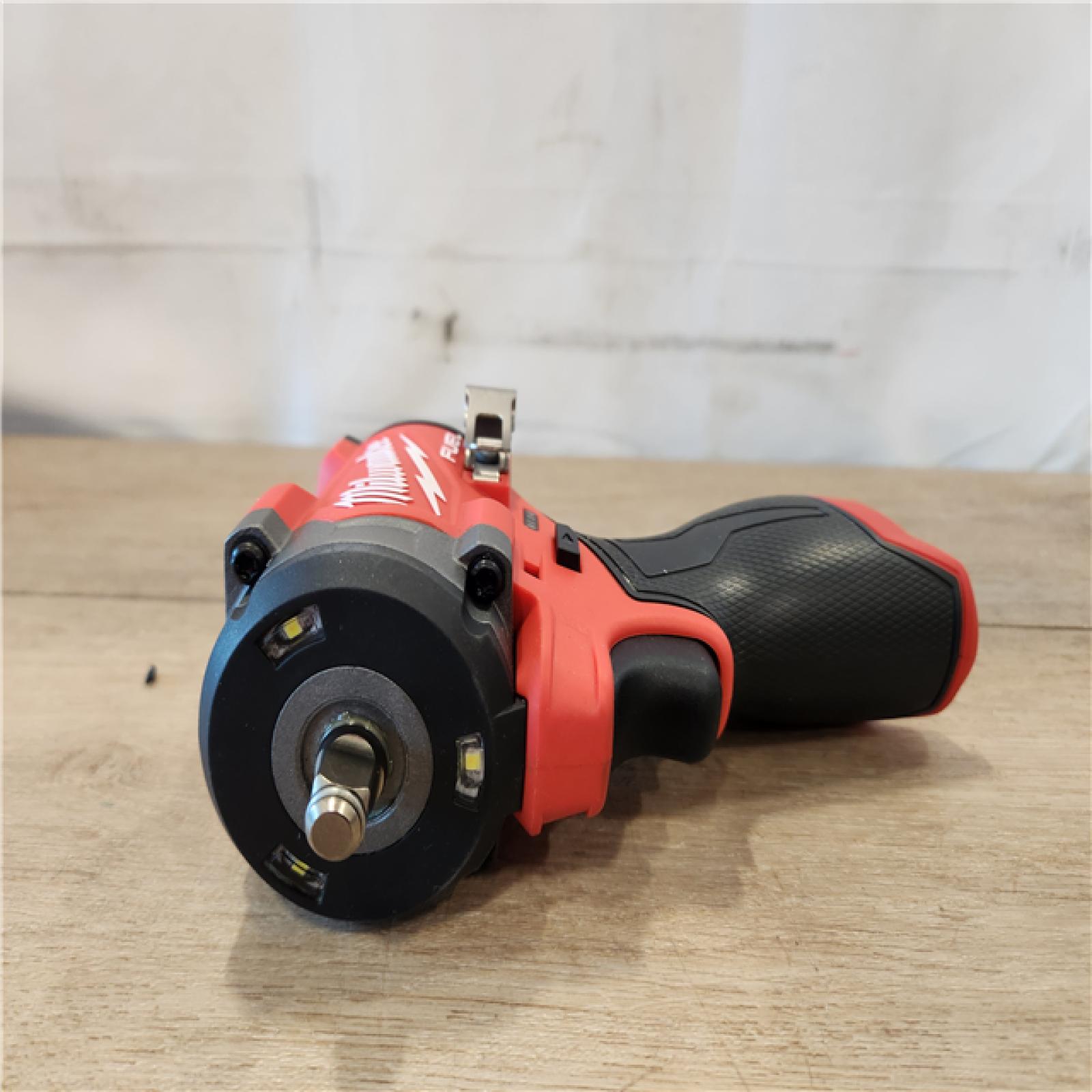 AS-IS- Milwaukee FUEL 12V Li-Ion Brushless Cordless Stubby 3/8 in. Impact Wrench Kit