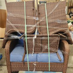 Phoenix AS-IS Hampton Bay Newshire 4-Piece Wicker Patio Conversation Set with Lake Cushions