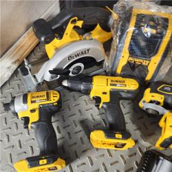 Houston Location - AS-IS DEWALT 20V MAX Cordless 10 Tool Combo Kit with (2) 20V 2.0Ah Batteries, Charger, and Bag - Appears IN NEW Condition
