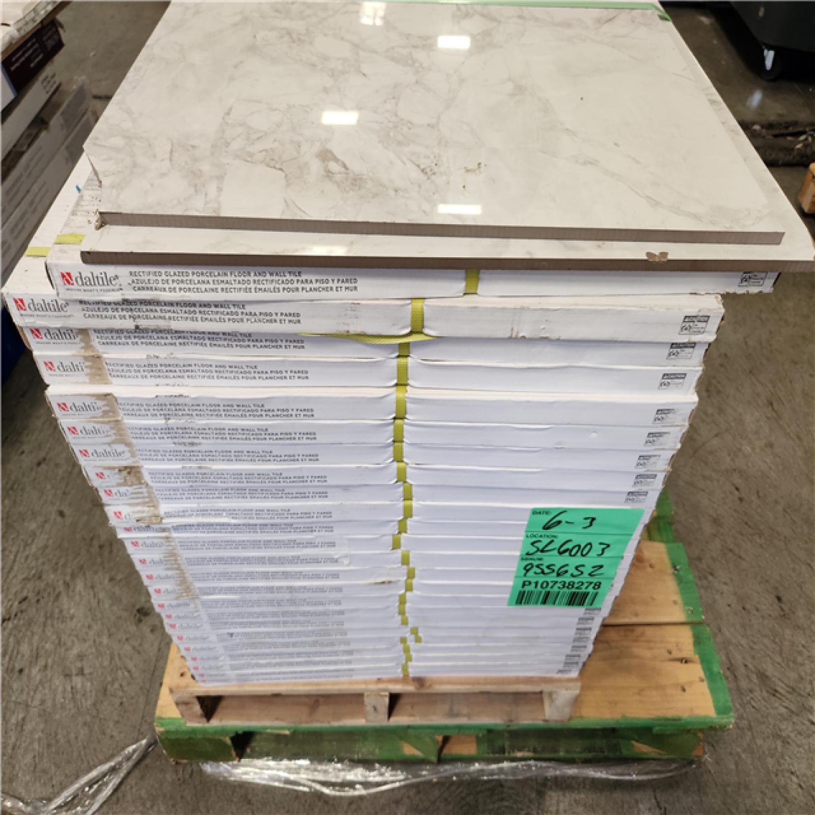 Phoenix Location AS-IS Santa Loma Snowfall 24 in. x 48 in. Polished Porcelain Stone Look Floor and Wall Tile (372 sq. ft./24 case)