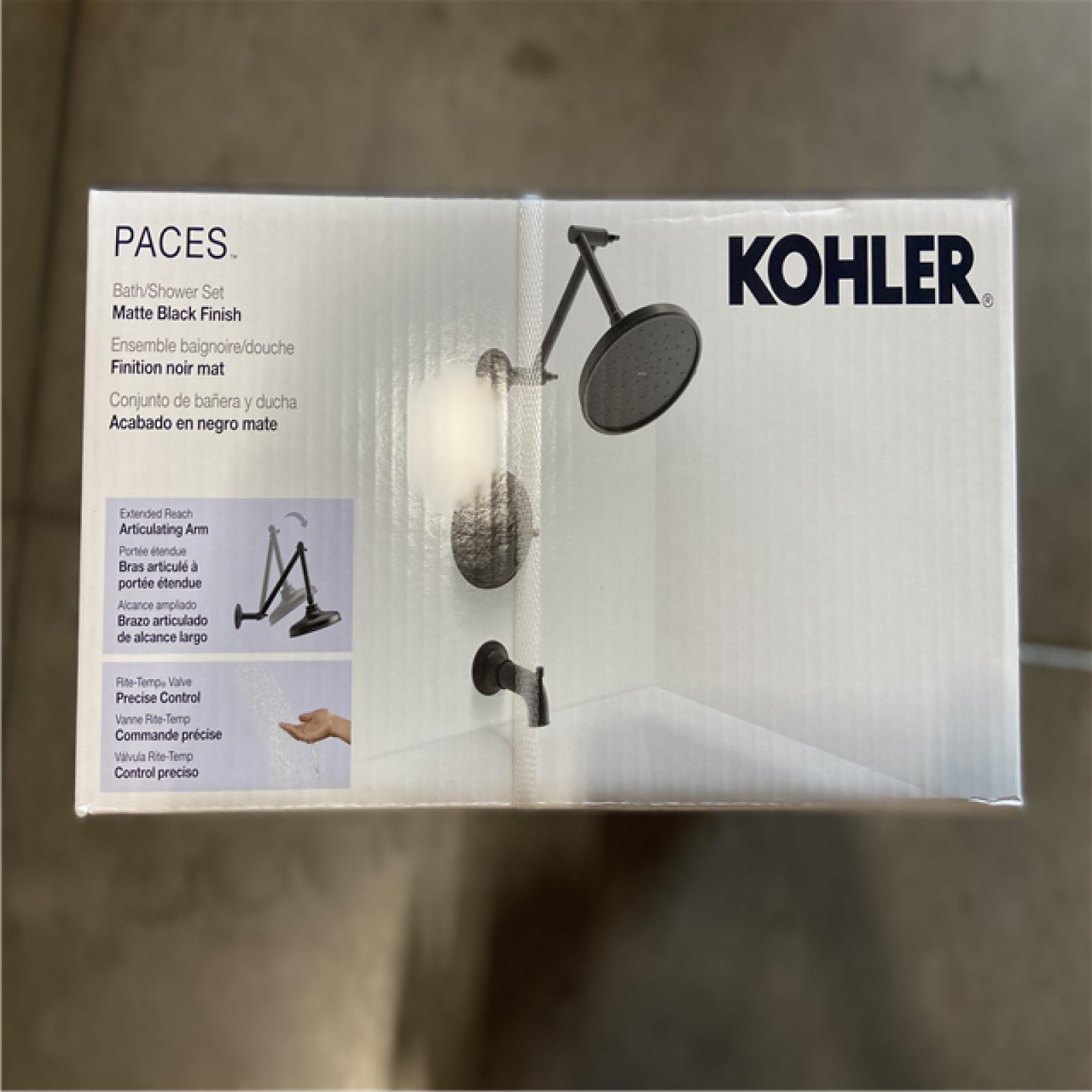 NEW! - KOHLER Paces Single Handle 3-Spray Tub and Shower Faucet 1.75 GPM in Matte Black