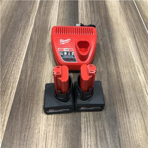 AS-IS Milwaukee 12V Lithium-Ion XC High Output 5.0 Ah Battery Pack (2-Pack) Starter Kit with Charger