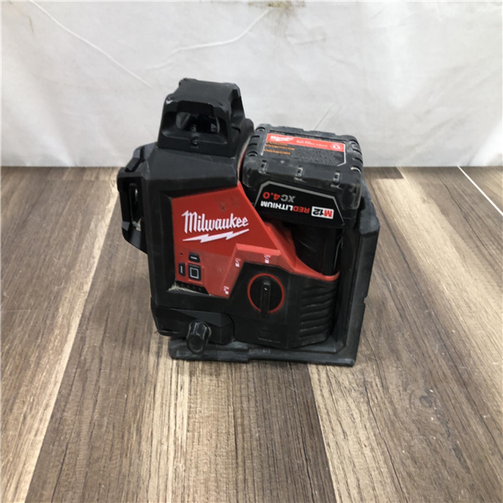 AS-IS Milwaukee 12-Volt Lithium-Ion Cordless Green 250 ft. 3-Plane Laser Level Kit