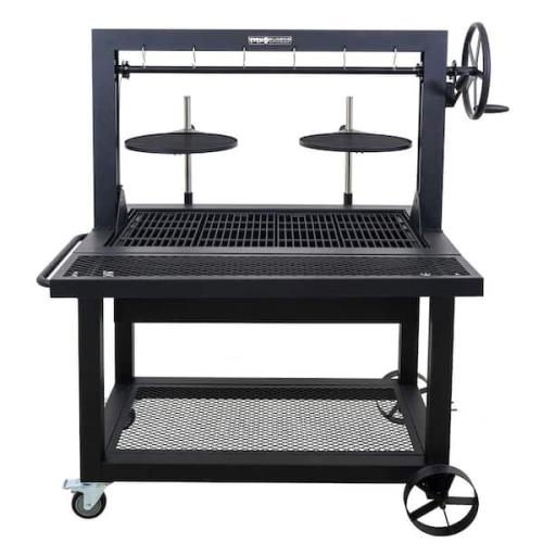 Phoenix NEW Even Embers 36 in. Santa Maria Charcoal and Wood Grill in Black with Cover Included