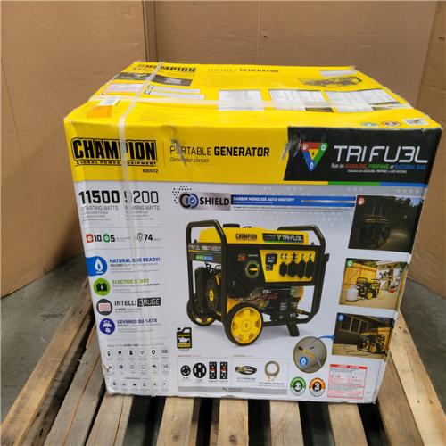 CALIFORNIA AS-IS NEW CHAMPION 11 500/9 200-WATT ELECTRIC START TRIFUEL PROPANE GENERATOR