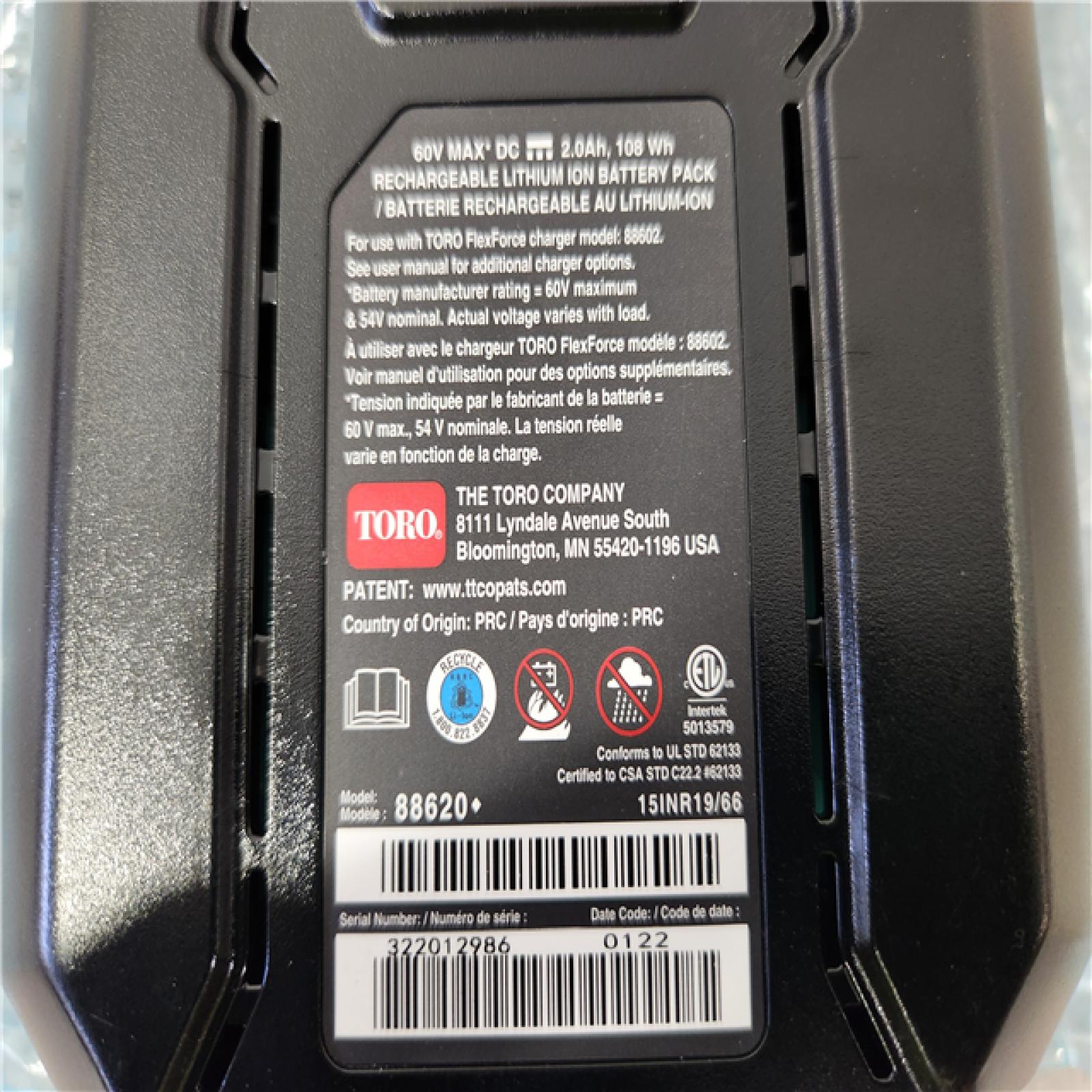 Phoenix Location NEW Toro 60V MAX* Flex-Force 2.5Ah Lithium-Ion Battery (3 Pack)