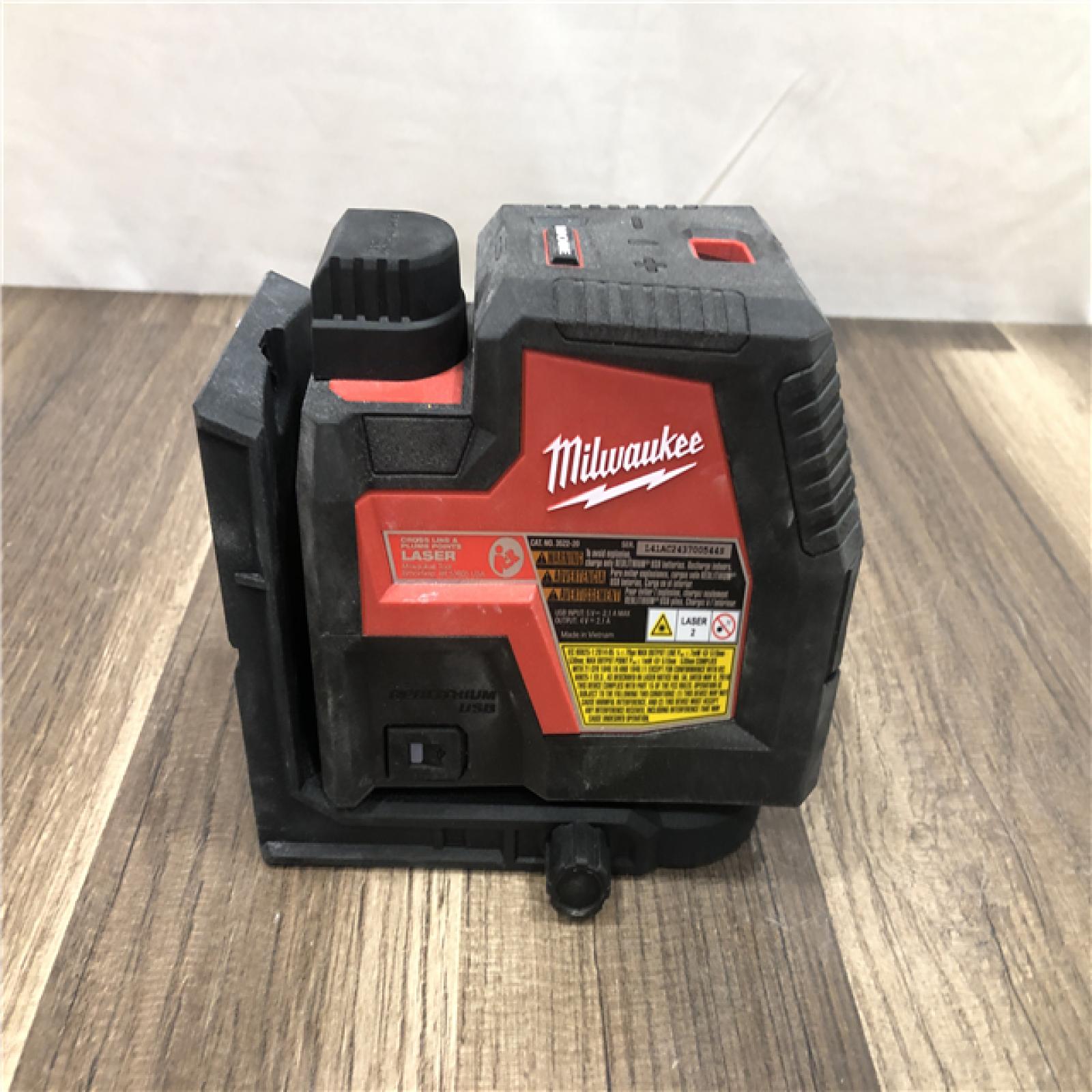 AS-IS Milwaukee Green 100 ft. Cross Line and Plumb Points Rechargeable Laser Level (Tool Only)