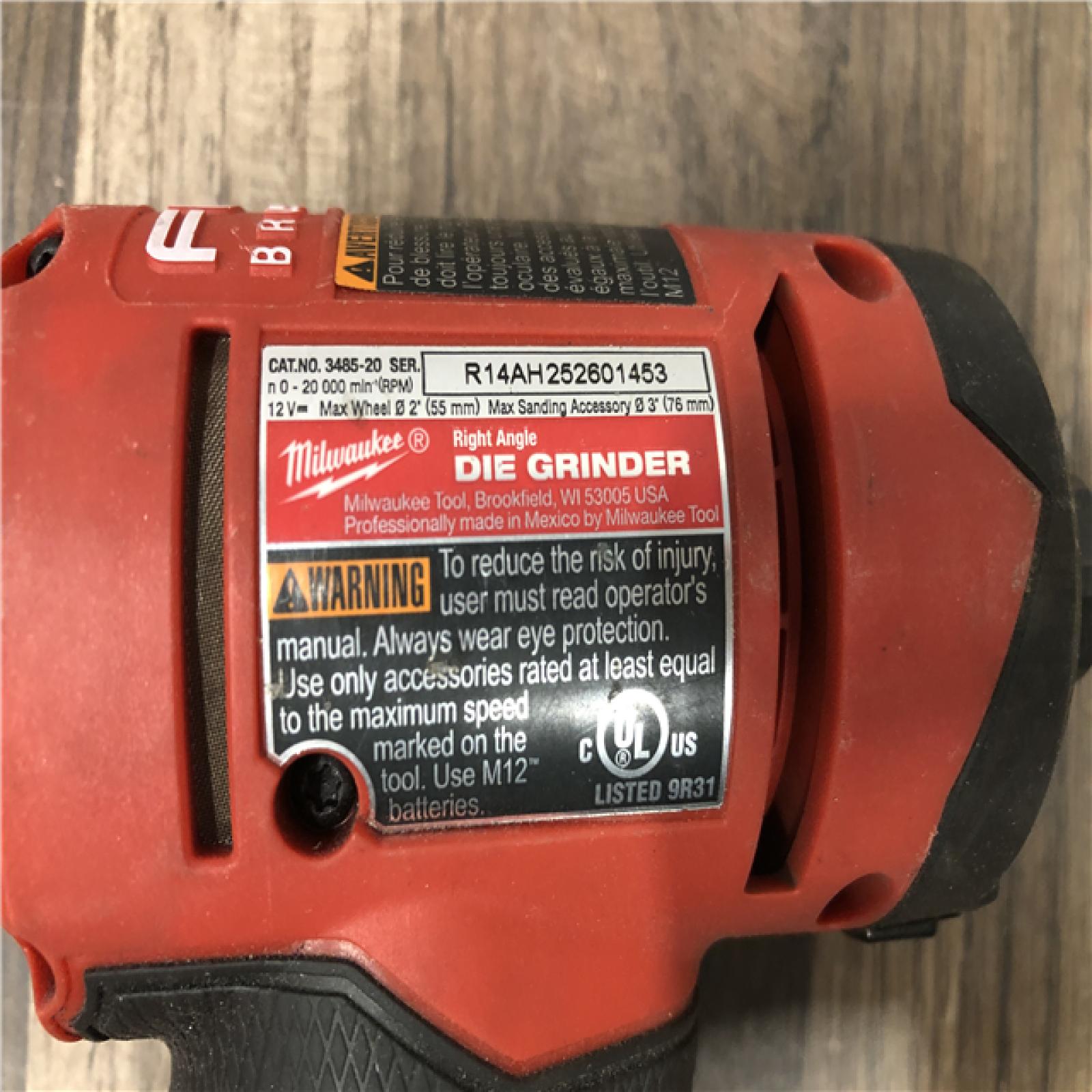 AS-IS Milwaukee FUEL 12V Lithium-Ion Brushless Cordless 1/4 in. Right Angle Die Grinder (Tool-Only)