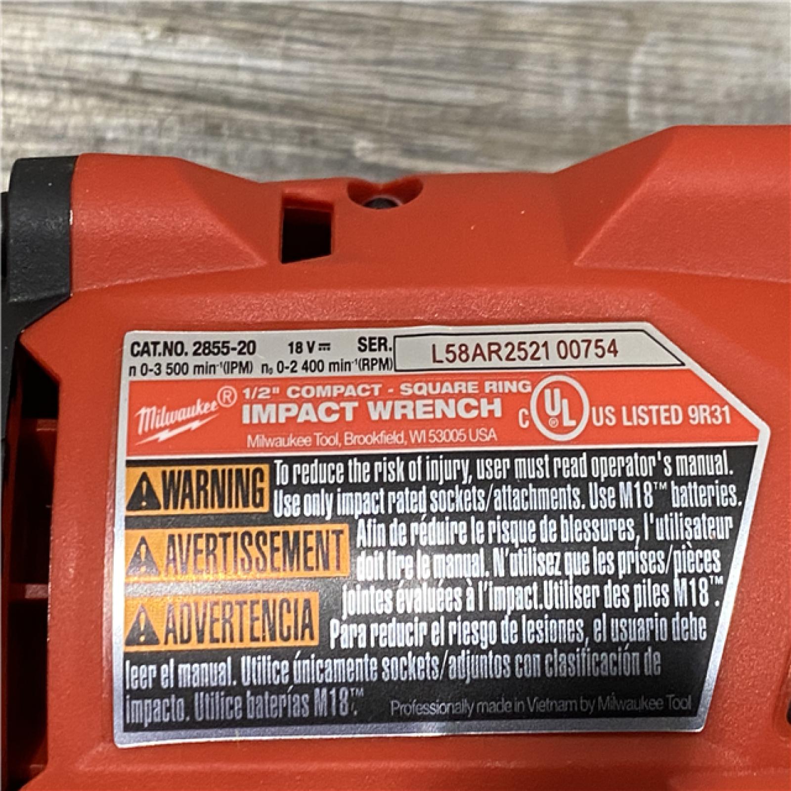 AS-IS Milwaukee FUEL GEN-3 18V Lithium-Ion Brushless Cordless 1/2 in. Compact Impact Wrench (Tool-Only)