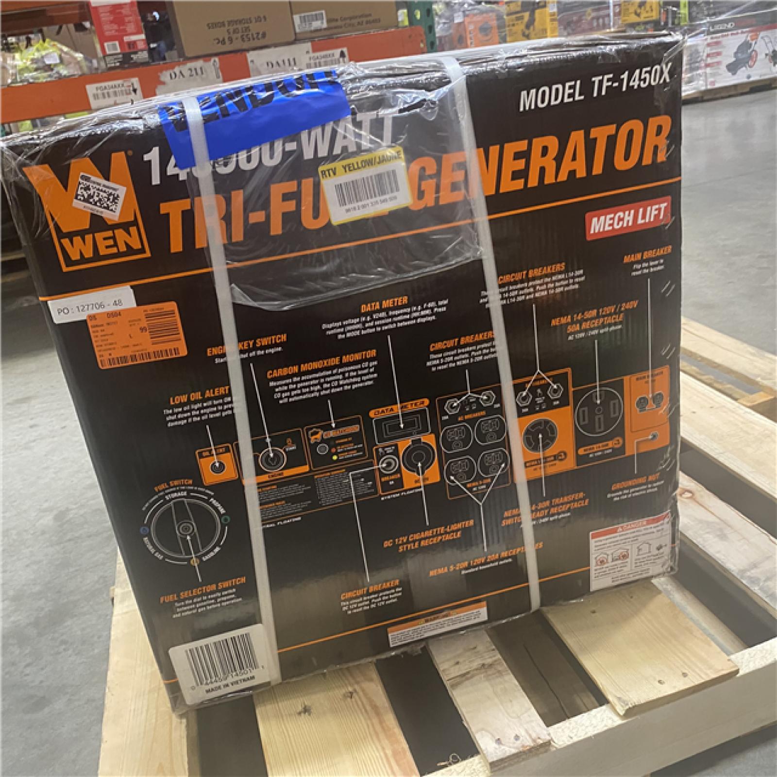 Dallas Location - NEW-  WEN TF1450X 14500-Watt 120V/240V Tri-Fuel Generator