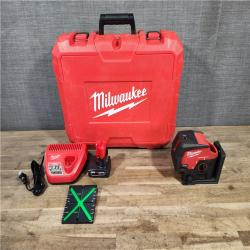 HOUSTON LOCATION - AS-IS Milwaukee Green 125 Ft. Cross Line and Plumb Points Laser Level Kit