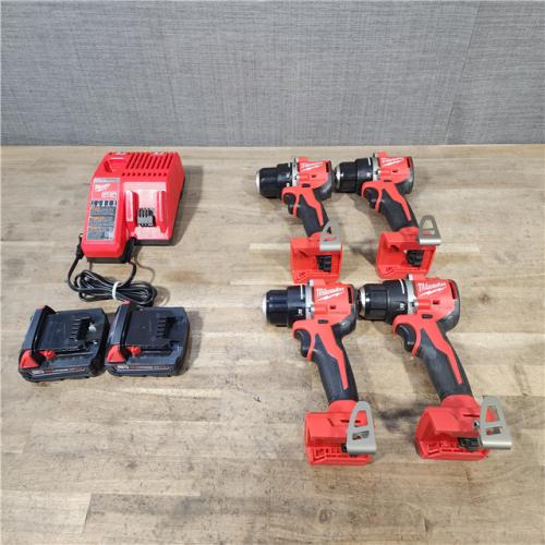 HOUSTON LOCATION - AS-IS MILWAUKEE 4 TOOL COMBO KIT W/ (2) BATTERY & CHARGER