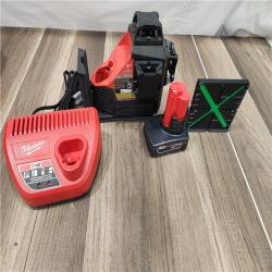 AS-IS - Milwaukee M12 12-Volt Lithium-Ion Cordless Green 250 ft. 3-Plane Laser Level Kit