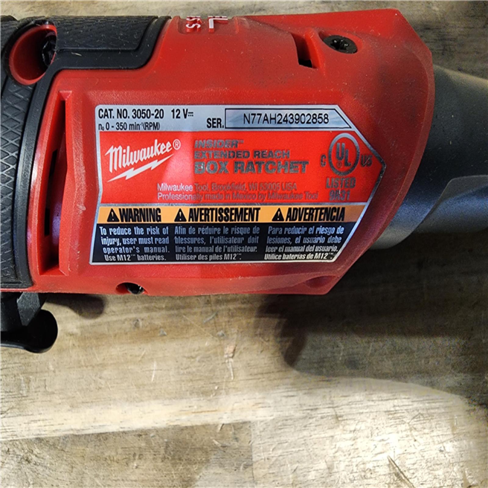 HOUSTON LOCATION - AS-IS M12 FUEL INSIDER 12V Lithium-Ion Brushless Cordless 1/4 in. - 3/8 in. Extended Reach Box Ratchet (Tool-Only)