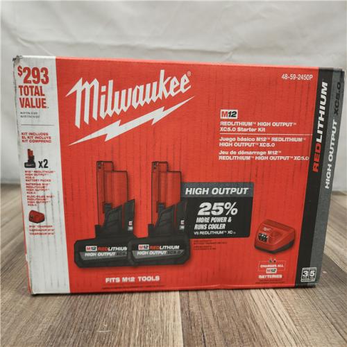 NEW- Milwaukee M12 12V Lithium-Ion XC High Output 5.0 Ah Battery Pack (2-Pack) Starter Kit with Charger