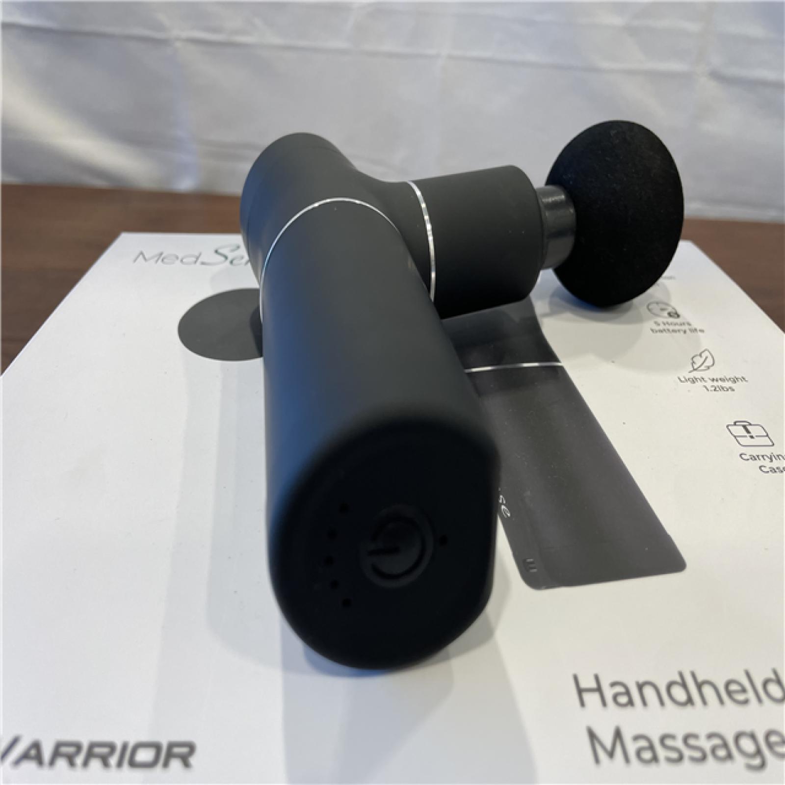 AS-IS Medsense Road Warrior Massage Gun – Deep Tissue Massager with 3 Speed Settings, 4 Attachments, USB-C Fast Charging, App Support, 5-Hour Battery, Aluminum Body, Travel Case