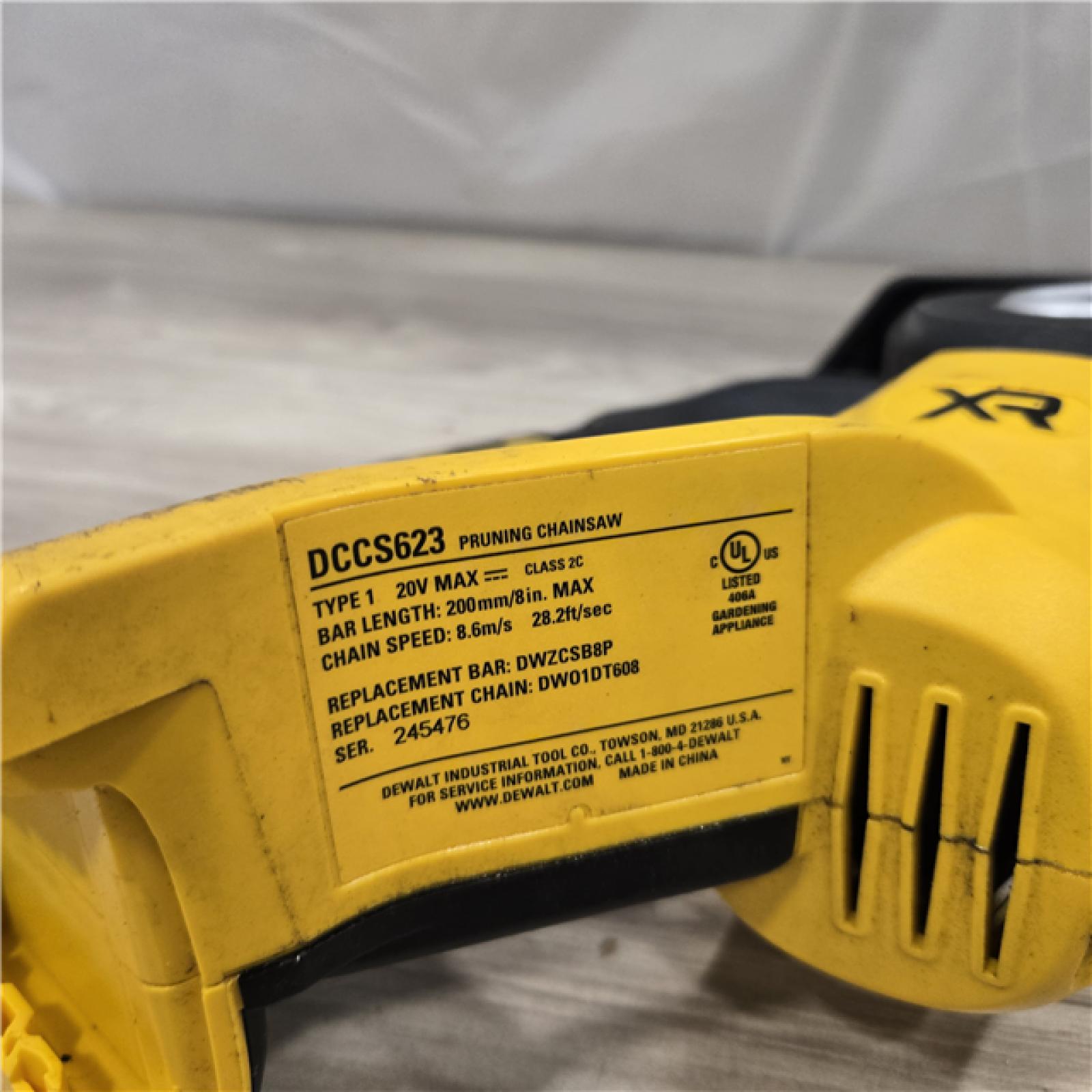 AS-IS DeWalt 20V MAX 8 in. Cordless Pruning Chainsaw (Tool Only)